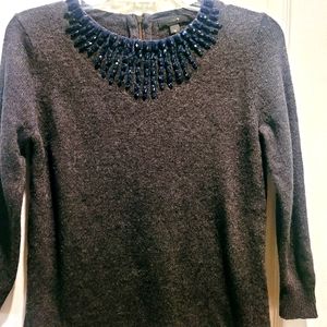 J Crew Starburst Woolblend Jewel Embellished Sweater grey. XS